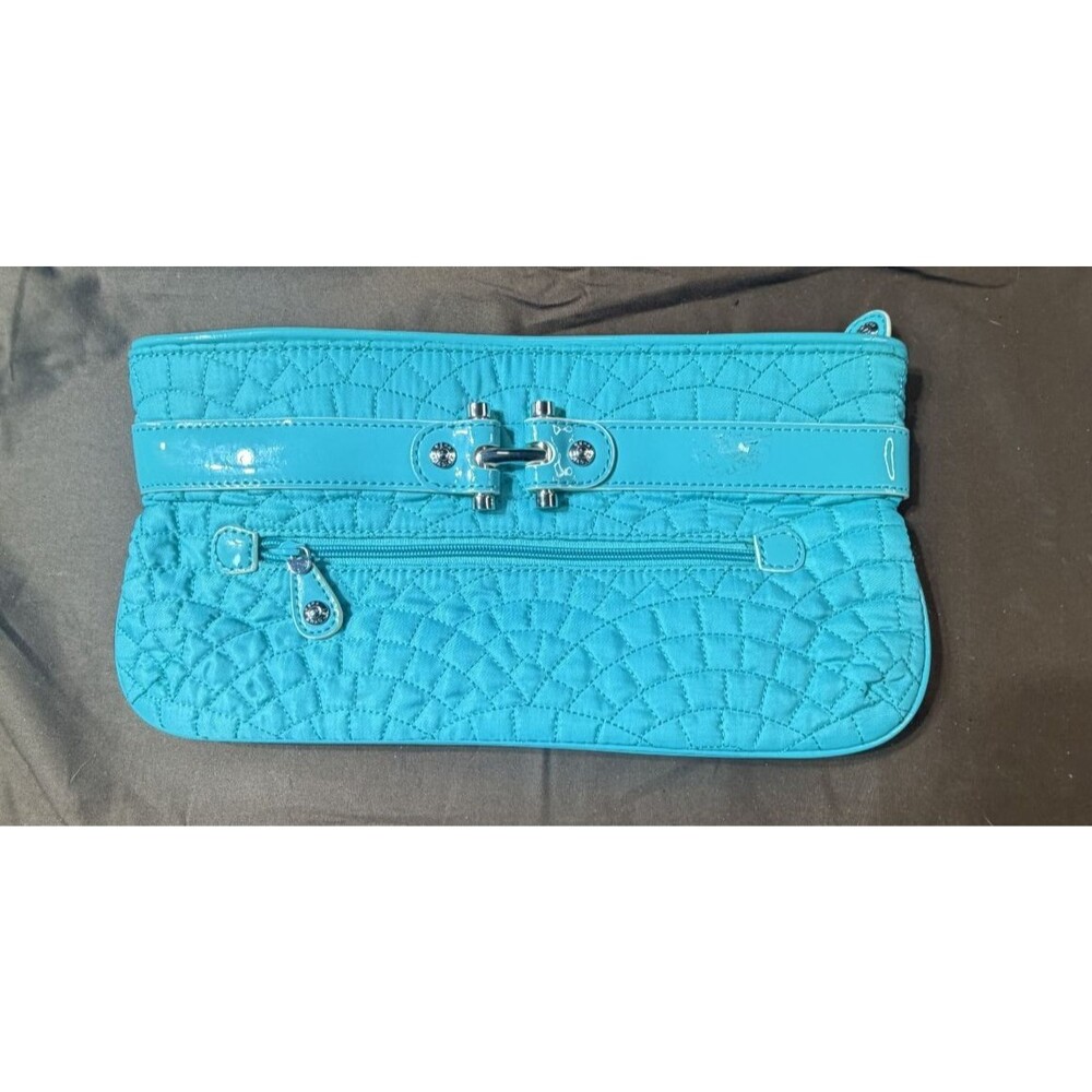 Vera Bradley Quilted Bistro Phone Purse Wristlet Turquoise Blue Floral